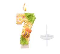 Candele di Compleanno a fiore 7, Candela di Compleanno Decorata con Miele, Decorazioni per il Compleanno per Ragazze, Candele di Compleanno Glitterate Gialle, Candele per Torta di Miele per Ragazze