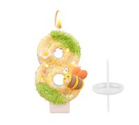 Candele di Compleanno a fiore 8, Candela di Compleanno Decorata con Miele, Decorazioni per il Compleanno per Ragazze, Candele di Compleanno Glitterate Gialle, Candele per Torta di Miele per Ragazze