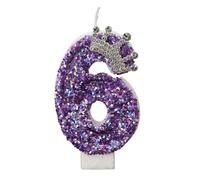 Candele di compleanno a forma di corona viola, numero da 0 a 9, decorazione for torta da principessa, festa di anniversario(6)