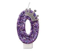 Candele di compleanno a forma di corona viola, numero da 0 a 9, decorazione for torta da principessa, festa di anniversario(0)