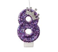 Candele di compleanno a forma di corona viola, numero da 0 a 9, decorazione for torta da principessa, festa di anniversario(8)