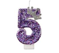 Candele di compleanno a forma di corona viola, numero da 0 a 9, decorazione for torta da principessa, festa di anniversario(5)