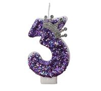 Candele di compleanno a forma di corona viola, numero da 0 a 9, decorazione for torta da principessa, festa di anniversario(3)