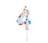 Candele di Compleanno a Tema Cane, Candela Numero Compleanno Candela Numero Compleanno in Cera Decorazioni Compleanno Cane per Festa di Compleanno (Numero 4)