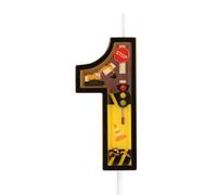 Candele di Compleanno a Tema Costruzione, a Strisce Gialle e Nere Candele con Numeri Topper Torta per Tema Costruzione Ragazzi Articoli per Feste di Compleanno Decorazioni (Numero 1)