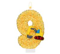 Candele di Compleanno a Tema Costruzione, Candele Gialle per Camion Decorazioni per Torte a Tema Costruzione Articoli per Feste di Compleanno per Ragazzi (Numero 9)