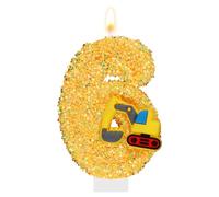 Candele di Compleanno a Tema Costruzione, Candele Gialle per Camion Decorazioni per Torte a Tema Costruzione Articoli per Feste di Compleanno per Ragazzi (Numero 6)