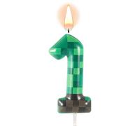 Candele di Compleanno a Tema TNT per Torta, Candele di Compleanno con Numeri Verdi Pixel Topper per Torta TNT per Compleanno Matrimonio Baby Shower Videogioco Decorazioni per Feste (Numero 1)