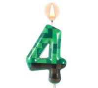 Candele di Compleanno a Tema TNT per Torta, Candele di Compleanno con Numeri Verdi Pixel Topper per Torta TNT per Compleanno Matrimonio Baby Shower Videogioco Decorazioni per Feste (Numero 4)