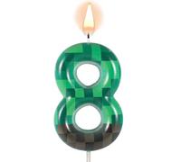 Candele di Compleanno a Tema TNT per Torta, Candele di Compleanno con Numeri Verdi Pixel Topper per Torta TNT per Compleanno Matrimonio Baby Shower Videogioco Decorazioni per Feste (Numero 8)