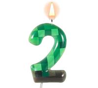 Candele di Compleanno a Tema TNT per Torta, Candele di Compleanno con Numeri Verdi Pixel Topper per Torta TNT per Compleanno Matrimonio Baby Shower Videogioco Decorazioni per Feste (Numero 2)