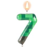 Candele di Compleanno a Tema TNT per Torta, Candele di Compleanno con Numeri Verdi Pixel Topper per Torta TNT per Compleanno Matrimonio Baby Shower Videogioco Decorazioni per Feste (Numero 7)