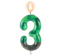Candele di Compleanno a Tema TNT per Torta, Candele di Compleanno con Numeri Verdi Pixel Topper per Torta TNT per Compleanno Matrimonio Baby Shower Videogioco Decorazioni per Feste (Numero 3)