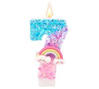 Candele di Compleanno Arcobaleno con Numero, Candele di Compleanno a Forma Macaron Articoli per Feste a Tema Cartoni Animati Decorazioni per Torte Arcobaleno (Numero 7)