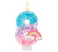 Candele di Compleanno Arcobaleno con Numero, Candele di Compleanno a Forma Macaron Articoli per Feste a Tema Cartoni Animati Decorazioni per Torte Arcobaleno (Numero 8)