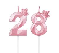 Candele di compleanno con corona, candele di compleanno per torte, decorazioni di compleanno, numeri, candele di compleanno per bambini, per feste, matrimoni, feste aziendali, anniversari (rosa,