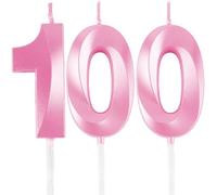 Candele di compleanno con numeri 100, colore rosa, decorazione 3D, per feste di compleanno, matrimoni, feste aziendali, anniversari, decorazione per torte