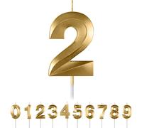 Candele di compleanno con numeri 2, candele di compleanno dorate, candele per torte a forma di diamante 3D, numero 0 1 2 3 4 5 6 7 8 9, decorazione per torte con glitter, topper per torte per