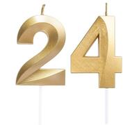 Candele di compleanno con numeri 24/42, oro compleanno, candele numeriche, decorazione per torte 3D, decorazione per feste di compleanno, matrimoni, feste aziendali, anniversari, compleanno, numero