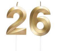 Candele di compleanno con numeri 26/62, oro compleanno, candele numeriche, decorazione per torte 3D, decorazione per feste di compleanno, matrimoni, feste aziendali, anniversari, compleanno, numero