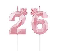 Candele di compleanno con numeri 26 e corona, candele 3D per compleanno per torte, decorazioni per compleanno, candele di compleanno con numeri, candele di compleanno per bambini per feste, matrimoni