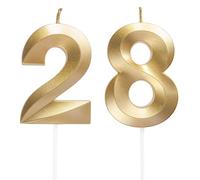 Candele di compleanno con numeri 28/82, candele di compleanno dorate, candele a forma di numero, decorazione per torte 3D, decorazione per feste di compleanno, matrimoni, feste aziendali, anniversari,