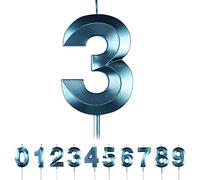 Candele di compleanno con numeri 3, Candele di compleanno blu, Candele a forma di diamante 3D per torte con numeri 0 1 2 3 4 5 6 7 8 9, decorazione con glitter per torte, topper per decorazioni di