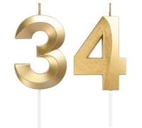 Candele di compleanno con numeri 34/43, candele di compleanno dorate, candele a forma di numero, decorazione per torte 3D, decorazione per feste di compleanno, matrimoni, feste aziendali, anniversari,