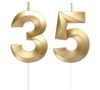 Candele di compleanno con numeri 35/53, candele di compleanno dorate, candele a forma di numero, decorazione per torte 3D, decorazione per feste di compleanno, matrimoni, feste aziendali, anniversari,