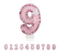 Candele di compleanno con numeri 9,3D, candele di compleanno rosa, 9, decorazione per torte, compleanni, candele di compleanno per decorazioni di compleanno