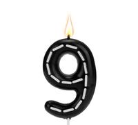 Candele di Compleanno con Numeri, Candele di Compleanno con Numeri Bianchi e Neri Decorazione per Torte a Tema Auto da Corsa per Compleannos Anniversario Matrimonio (Numero 9)