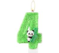 Candele di compleanno con numero panda, candele verdi numero 4 per torta, candele per il 4° compleanno per ragazze e ragazzi, decorazione per torta di compleanno a tema panda, carina candela per