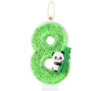Candele di compleanno con numero panda, candele verdi numero 8 per torta, candele per il 8° compleanno per ragazze e ragazzi, decorazione per torta di compleanno a tema panda, carina candela per