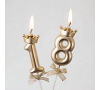 Candele di compleanno creative con corona di champagne e fiocco, decorazioni per torta di compleanno, candele decorative di lusso, adatte per anniversario di matrimonio, torta di compleanno, decorazio
