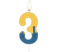 Candele di compleanno gialle e blu, candele per feste numero 3, bretelle blu stampate a tema bambino giallo compleanno laurea baby shower decorazione festa