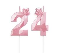 Candele di Compleanno Numeri 24 con Corona, Candele di Compleanno 3D per Torte Decorazione di Compleanno, Candele di Compleanno, Candele di Compleanno per Bambini per Feste, Matrimoni, Feste Aziendali