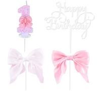 Candele di compleanno Numero 1, 3D Rosa Candela Numero 1, Farfalla Decorazione Torta Compleanno, Topper Happy Birthday, Candele Torta Topper Decoration per Festa Matrimonio Sconto Laurea