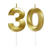 Candele di Compleanno Numero,Candele Decorazione di Topper Torta Buon Compleanno,per Festa Nozze Anniversario Celebrazione Forniture,30 anni (Oro)