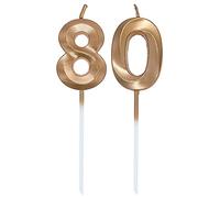 Candele di Compleanno Numero,Candele Decorazione di Topper Torta Buon Compleanno,per Festa Nozze Anniversario Celebrazione Forniture,80 anni (Champagne)