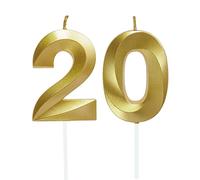Candele di Compleanno Numero,Candele Decorazione di Topper Torta Buon Compleanno,per Festa Nozze Anniversario Celebrazione Forniture,20 anni (Oro)