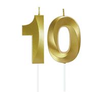 Candele di Compleanno Numero,Candele Decorazione di Topper Torta Buon Compleanno,per Festa Nozze Anniversario Celebrazione Forniture,10 anni (Oro)