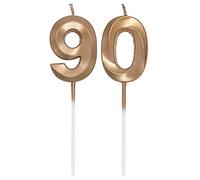 Candele di Compleanno Numero,Candele Decorazione di Topper Torta Buon Compleanno,per Festa Nozze Anniversario Celebrazione Forniture,90 anni (Champagne)