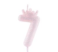 Candele di compleanno per il settimo compleanno con corona viola glitterata, candela numero viola chiaro per decorazioni per torte, decorazioni per ragazze, anniversario di matrimonio, celebrazione
