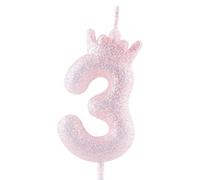 Candele di compleanno per terza corona viola glitterata, colore viola chiaro, per decorazioni per torte, decorazioni per ragazze, anniversario di matrimonio, celebrazione, forniture per feste felici