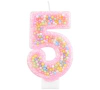 Candele di compleanno rosa macaron 5 per ragazze, arcobaleno pastello macaron numero 5 candela per torta, decorazione colorata per torta per 5° compleanno, ragazza, decorazione per feste di compleanno
