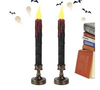 Candele di Halloween - Luci spurgo a LED, cera nera gocciolante, 2 candele lacrime da vampiro con basi per centrotavola spettrale, allestimento da bar, casa infestata, feste o decorazioni per la casa