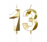 Candele dorate per 13° compleanno, 3D oro numero 13 candela per torta, decorazioni per 13° compleanno per ragazzi e ragazze, candele decorazioni dorate Torta Topper per feste Suppie
