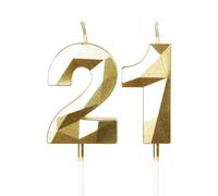 Candele dorate per 21° compleanno, 3D oro numero 21 candela per torta, decorazioni per 21° compleanno per ragazzi e ragazze, candele decorazioni dorate Torta Topper per feste Suppie