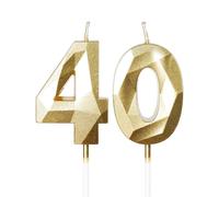 Candele dorate per 40° compleanno, 3D oro numero 40 candela per torta, decorazioni per 40° compleanno per donne e uomini, candele decorazioni dorate Torta Topper per feste Suppie