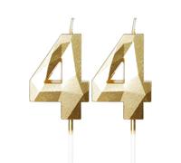 Candele dorate per 44° compleanno, 3D oro numero 44 candela per torta, decorazioni per 44° compleanno per donne e uomini, candele decorazioni dorate Torta Topper per feste Suppie